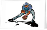 Baseball player catching ball by Anonymous