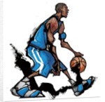 Basketball player dribbling ball by Anonymous
