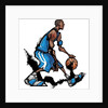 Basketball player dribbling ball by Anonymous