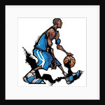 Basketball player dribbling ball by Anonymous