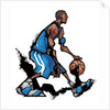 Basketball player dribbling ball by Anonymous