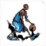 Basketball player dribbling ball by Anonymous