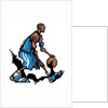 Basketball player dribbling ball by Anonymous