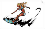 Woman surfing by Anonymous