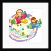 Friends traveling in propeller airplane by Anonymous