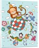 Children playing with toy monkey by Anonymous