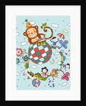 Children playing with toy monkey by Anonymous