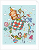 Children playing with toy monkey by Anonymous