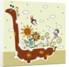 Side view of children on dinosaur by Anonymous