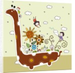 Side view of children on dinosaur by Anonymous