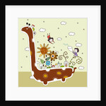 Side view of children on dinosaur by Anonymous