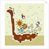 Side view of children on dinosaur by Anonymous