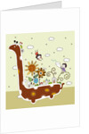 Side view of children on dinosaur by Anonymous
