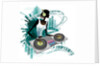 Young woman Dj Using Turntable in Nightclub by Anonymous