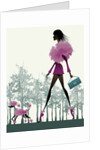 Side view of young woman walking with dog by Anonymous