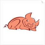 Pig Laying Down by Anonymous