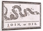 Join or Die political cartoon by Benjamin Franklin
