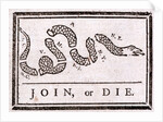 Join or Die political cartoon by Benjamin Franklin