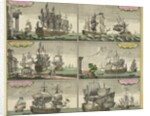 Print of English sailing ships by Thomas Baston
