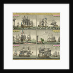 Print of English sailing ships by Thomas Baston