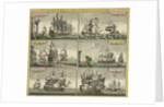 Print of English sailing ships by Thomas Baston