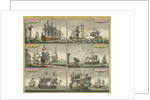 Print of English sailing ships by Thomas Baston