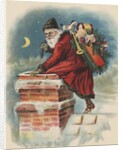 Santa Claus going down chimney by Anonymous
