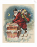 Santa Claus going down chimney by Anonymous