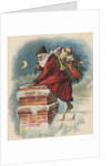 Santa Claus going down chimney by Anonymous