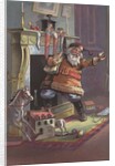 Santa Claus going up chimney by Anonymous