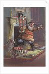 Santa Claus going up chimney by Anonymous