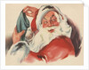 Santa Claus filling Christmas stocking by Anonymous