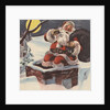 Santa Claus going down chimney with sack of toys by Anonymous