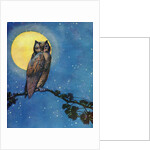 Winking owl with full moon by Anonymous