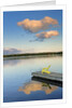 Clouds reflected in Silent Lake with Muskoka chair on dock by Anonymous