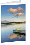 Clouds reflected in Silent Lake with Muskoka chair on dock by Anonymous