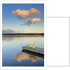 Clouds reflected in Silent Lake with Muskoka chair on dock by Anonymous