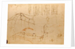 Drawing of flying machine with beating wings by Leonardo da Vinci