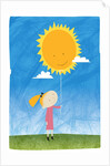 Girl holding a sun balloon by Anonymous