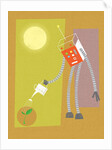 Robot watering a plant by Anonymous