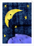 Crescent moon and sleeping man by Anonymous