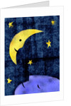 Crescent moon and sleeping man by Anonymous