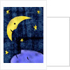 Crescent moon and sleeping man by Anonymous