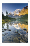 Mount Edith Cavell Reflected in Cavell Lake in Jasper National Park, Alberta, Canada. by Anonymous