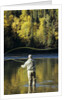 Flyfisherman and Fall Reflections, Bulkley River,Smithers, British Columbia, Canada. by Anonymous
