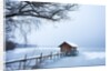 Snow covered pier and boat house at Lake Starnberg by Anonymous