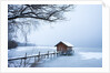 Snow covered pier and boat house at Lake Starnberg by Anonymous