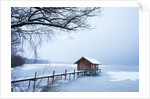 Snow covered pier and boat house at Lake Starnberg by Anonymous