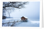 Snow covered pier and boat house at Lake Starnberg by Anonymous