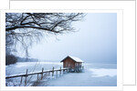 Snow covered pier and boat house at Lake Starnberg by Anonymous